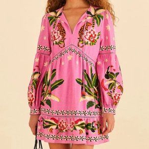 FARM RIO Pink Leopard Forest Mini Dress